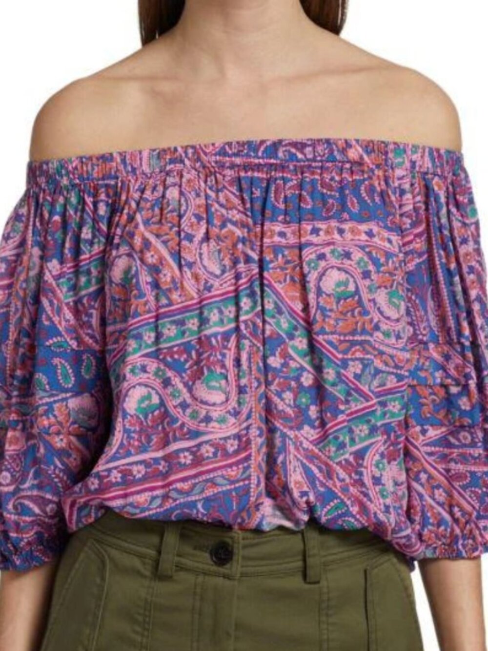 ba&sh Women’s Fenji Paisley Off The Shoulder Top